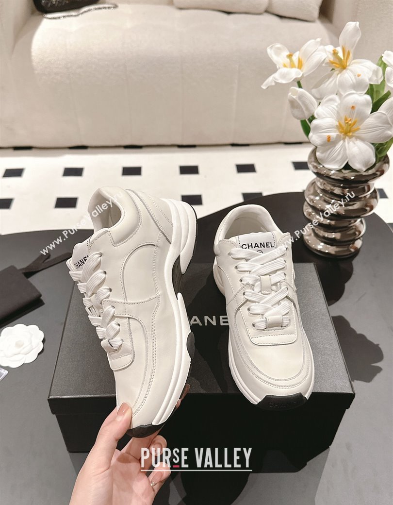 Chanel Calfskin Sneakers White Leather 2024 G46086 (SS-241120131)