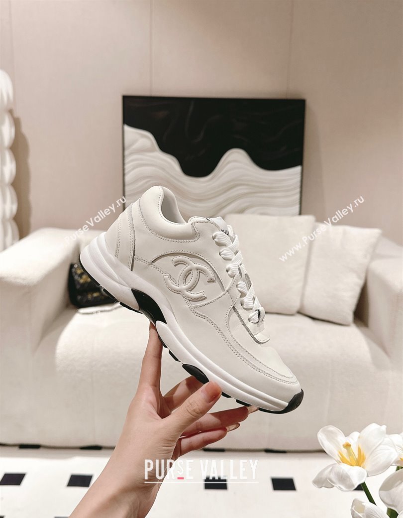 Chanel Calfskin Sneakers White Leather 2024 G46086 (SS-241120131)