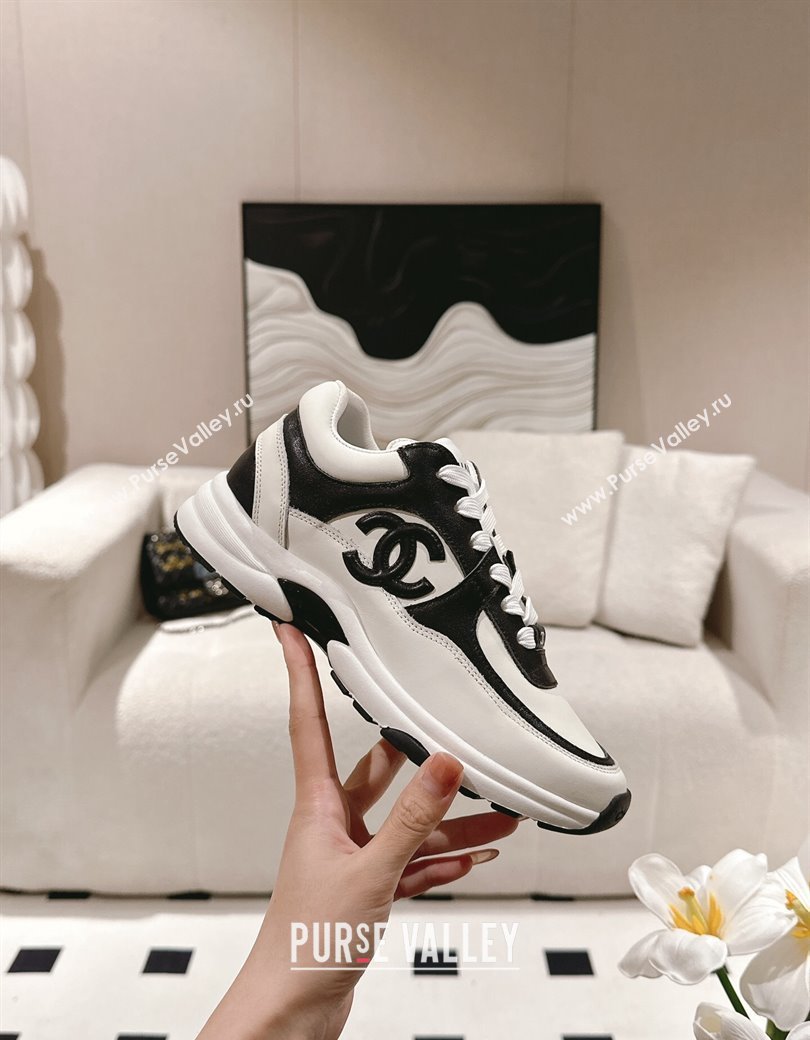 Chanel Calfskin Sneakers White/Black2 2024 G46086 (SS-241120132)