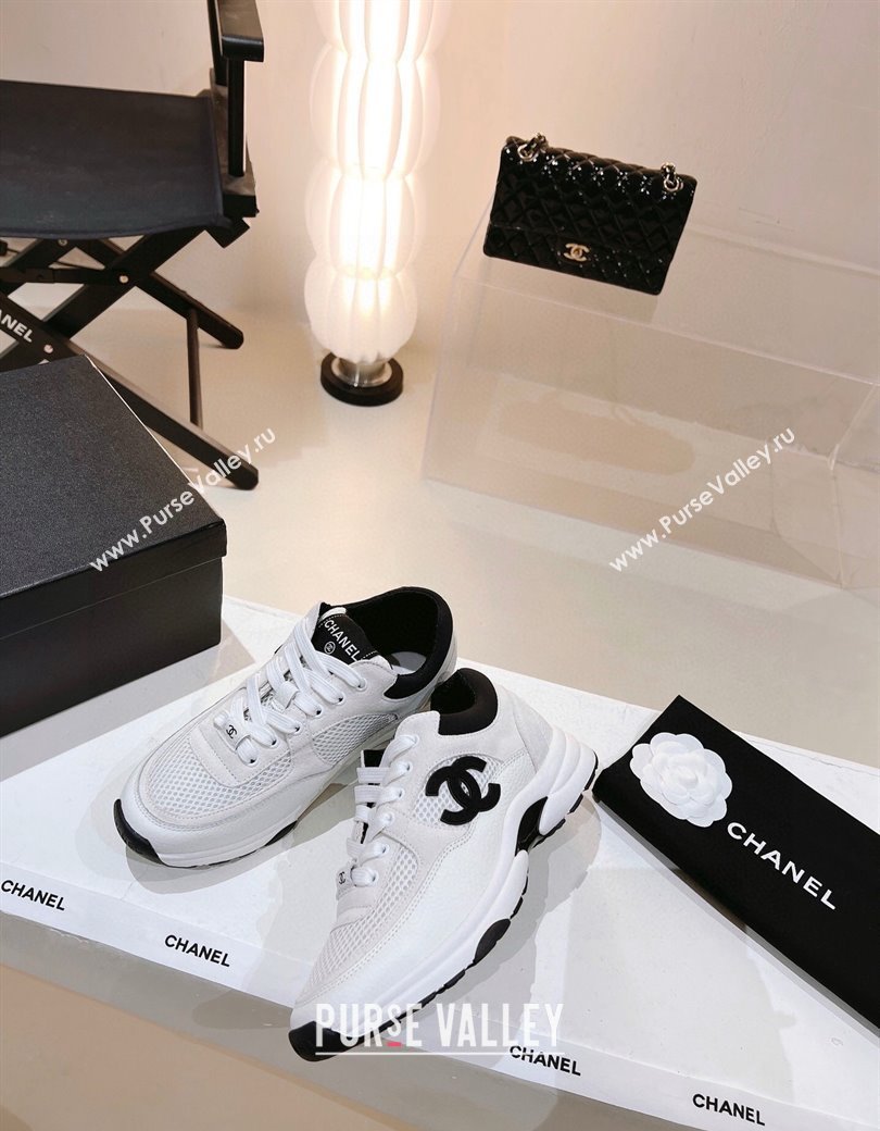 Chanel Mesh, Suede Grained Calfskin Sneakers White 2024 G38299 (SS-241120137)