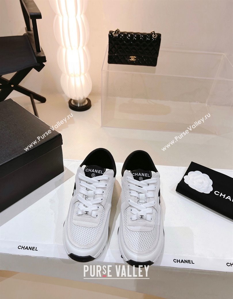 Chanel Mesh, Suede Grained Calfskin Sneakers White 2024 G38299 (SS-241120137)