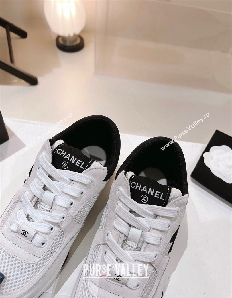 Chanel Mesh, Suede Grained Calfskin Sneakers White 2024 G38299 (SS-241120137)