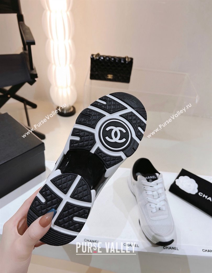 Chanel Mesh, Suede Grained Calfskin Sneakers White 2024 G38299 (SS-241120137)