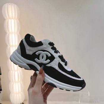 Chanel CC Suede Sneakers White/Black 2024 G38299 (SS-241120138)