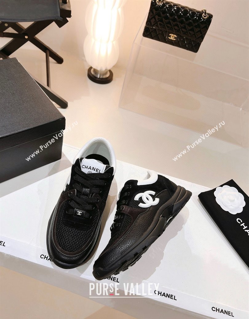 Chanel Mesh, Suede Grained Calfskin Sneakers Black 2024 G38299 (SS-241120140)