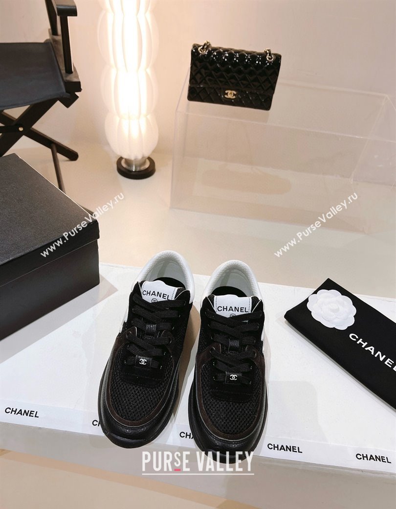 Chanel Mesh, Suede Grained Calfskin Sneakers Black 2024 G38299 (SS-241120140)