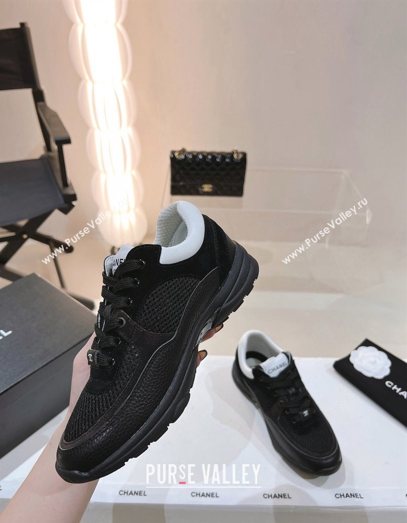 Chanel Mesh, Suede Grained Calfskin Sneakers Black 2024 G38299 (SS-241120140)