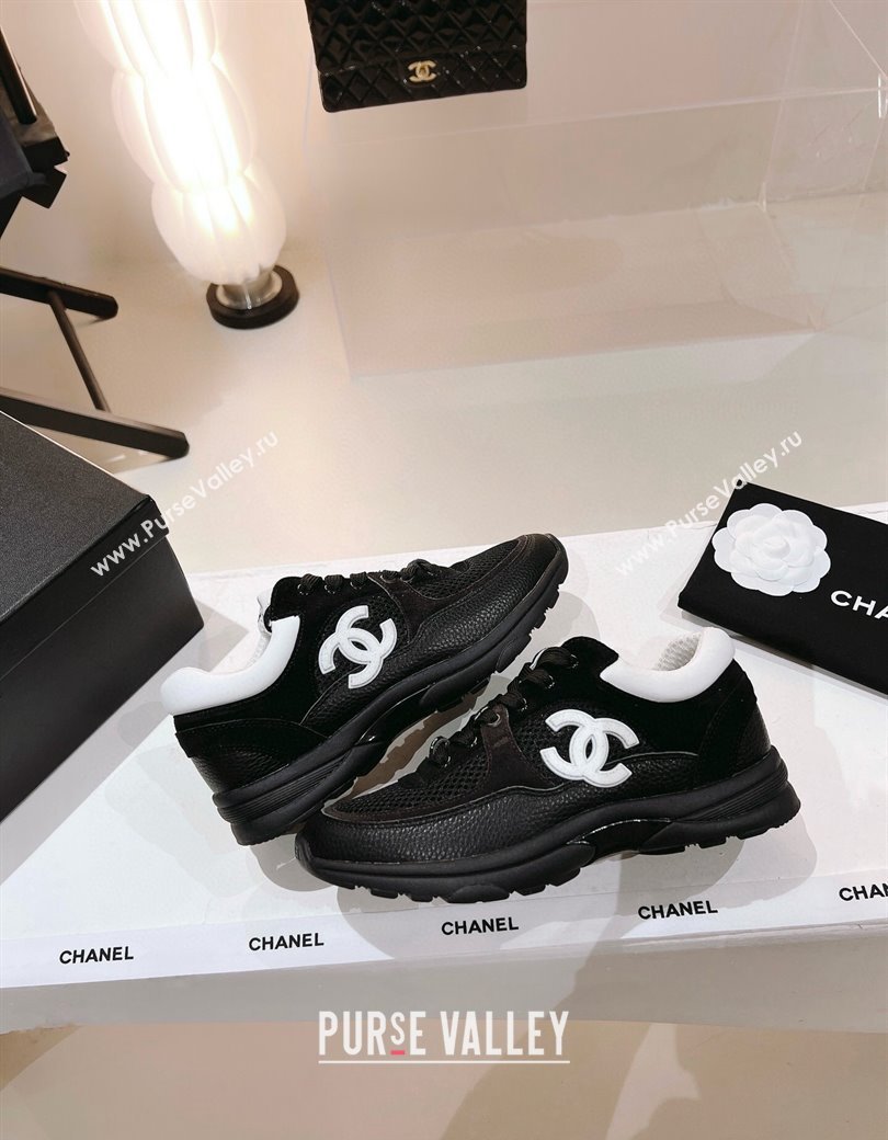 Chanel Mesh, Suede Grained Calfskin Sneakers Black 2024 G38299 (SS-241120140)