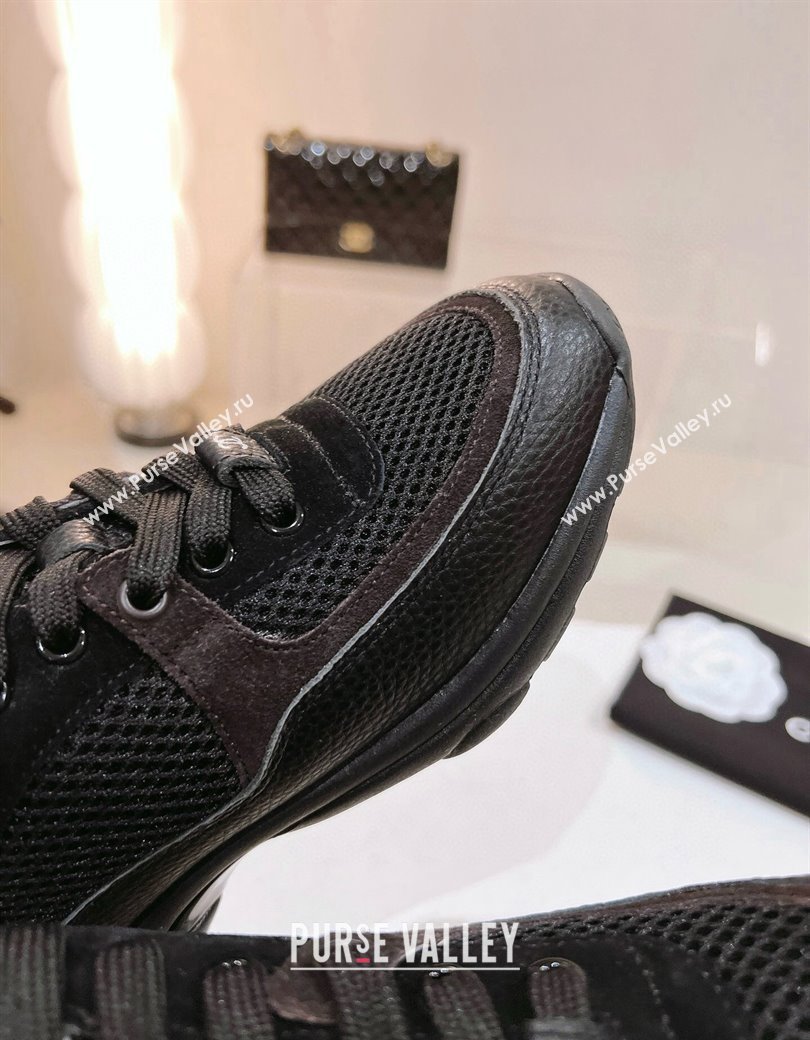 Chanel Mesh, Suede Grained Calfskin Sneakers Black 2024 G38299 (SS-241120140)