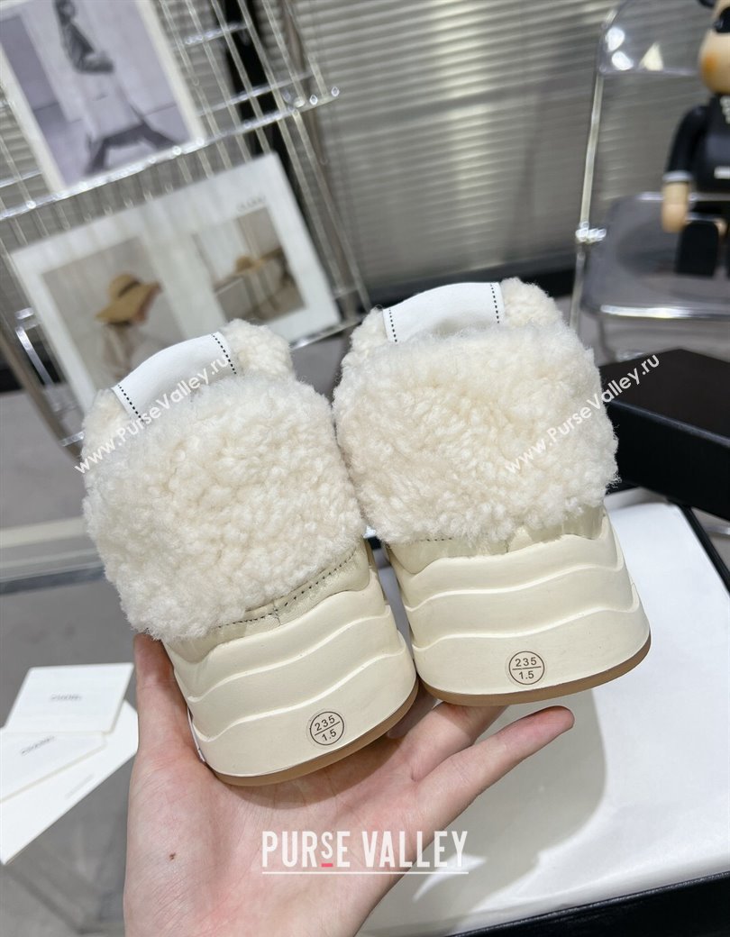 Chanel Calfskin Fur High top Platform Sneakers 5cm White 2024 CH112121 (MD-241121173)