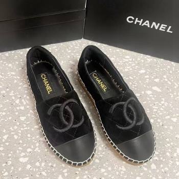 Chanel Quilted Suede Loafers Flat Black 2024 CH112117 (KL-241121102)