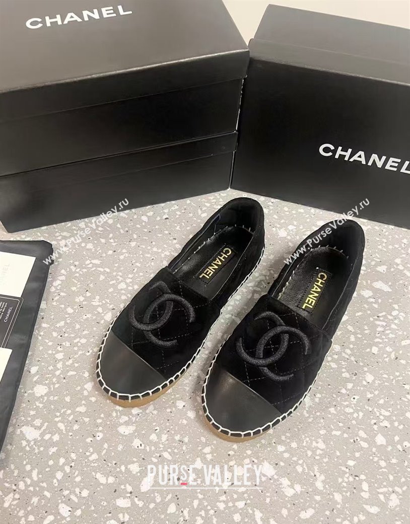 Chanel Quilted Suede Loafers Flat Black 2024 CH112117 (KL-241121102)