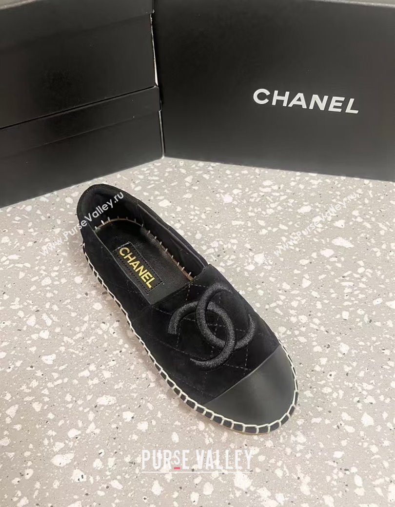 Chanel Quilted Suede Loafers Flat Black 2024 CH112117 (KL-241121102)