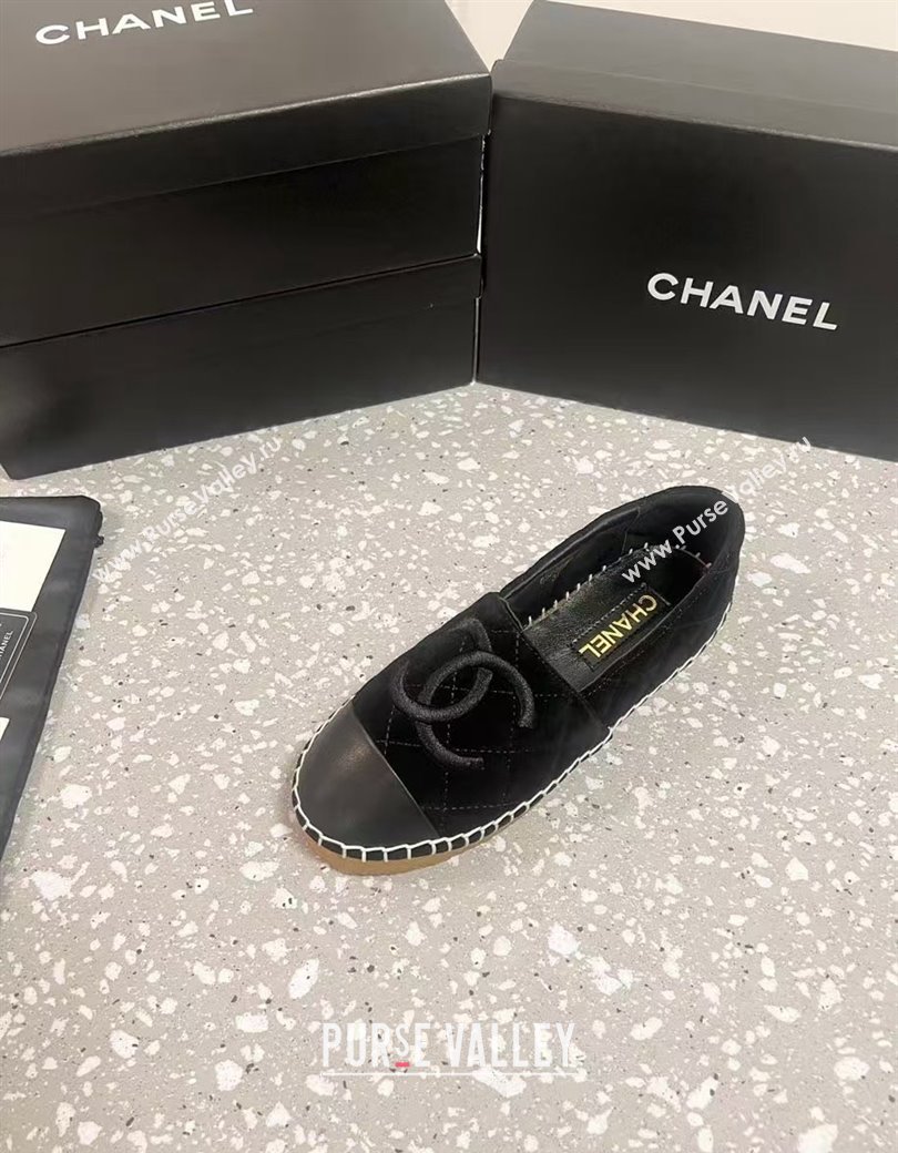 Chanel Quilted Suede Loafers Flat Black 2024 CH112117 (KL-241121102)