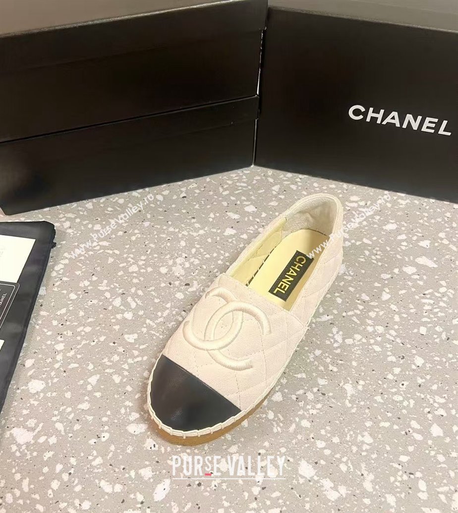 Chanel Quilted Suede Loafers Flat White 2024 CH112117 (KL-241121103)