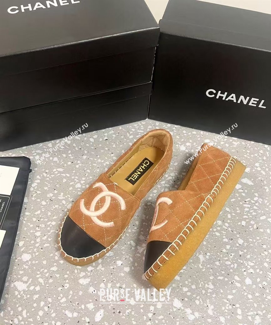 Chanel Quilted Suede Loafers Flat Brown 2024 CH112117 (KL-241121104)