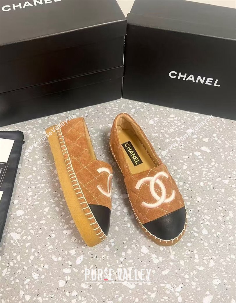 Chanel Quilted Suede Loafers Flat Brown 2024 CH112117 (KL-241121104)