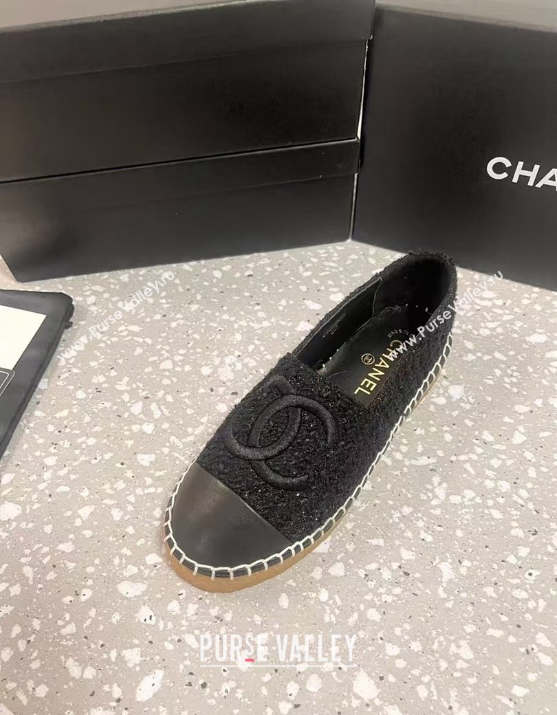 Chanel Tweed Loafers Flat Black 2024 CH112117 (KL-241121105)