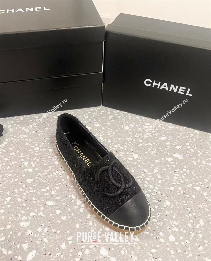 Chanel Tweed Loafers Flat Black 2024 CH112117 (KL-241121105)