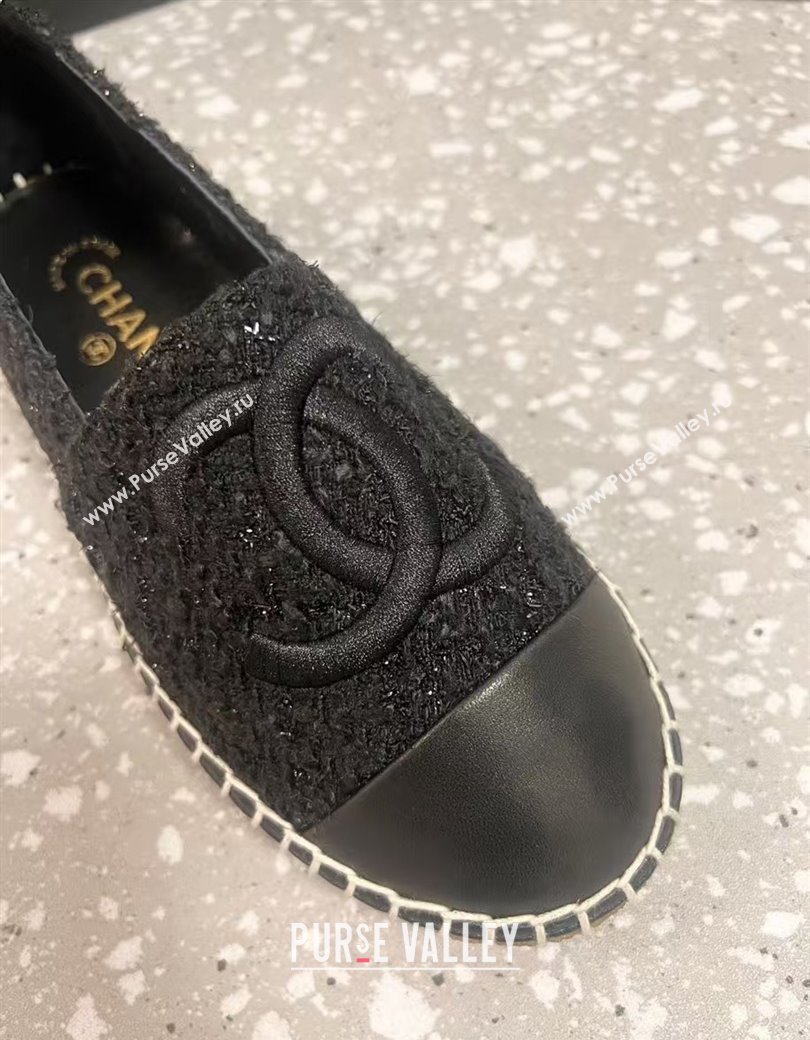 Chanel Tweed Loafers Flat Black 2024 CH112117 (KL-241121105)