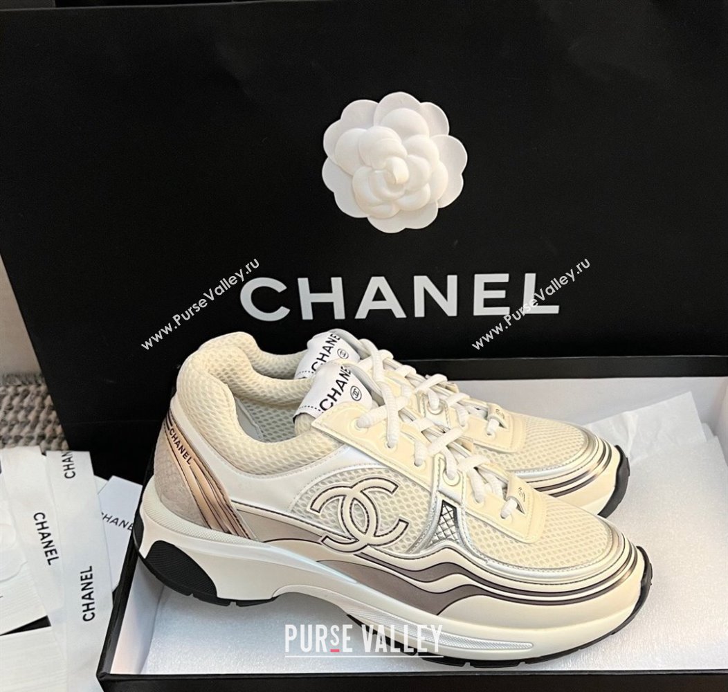 Chanel Mesh Calfskin Sneakers G39792 White2 2024 (KL-241120121)