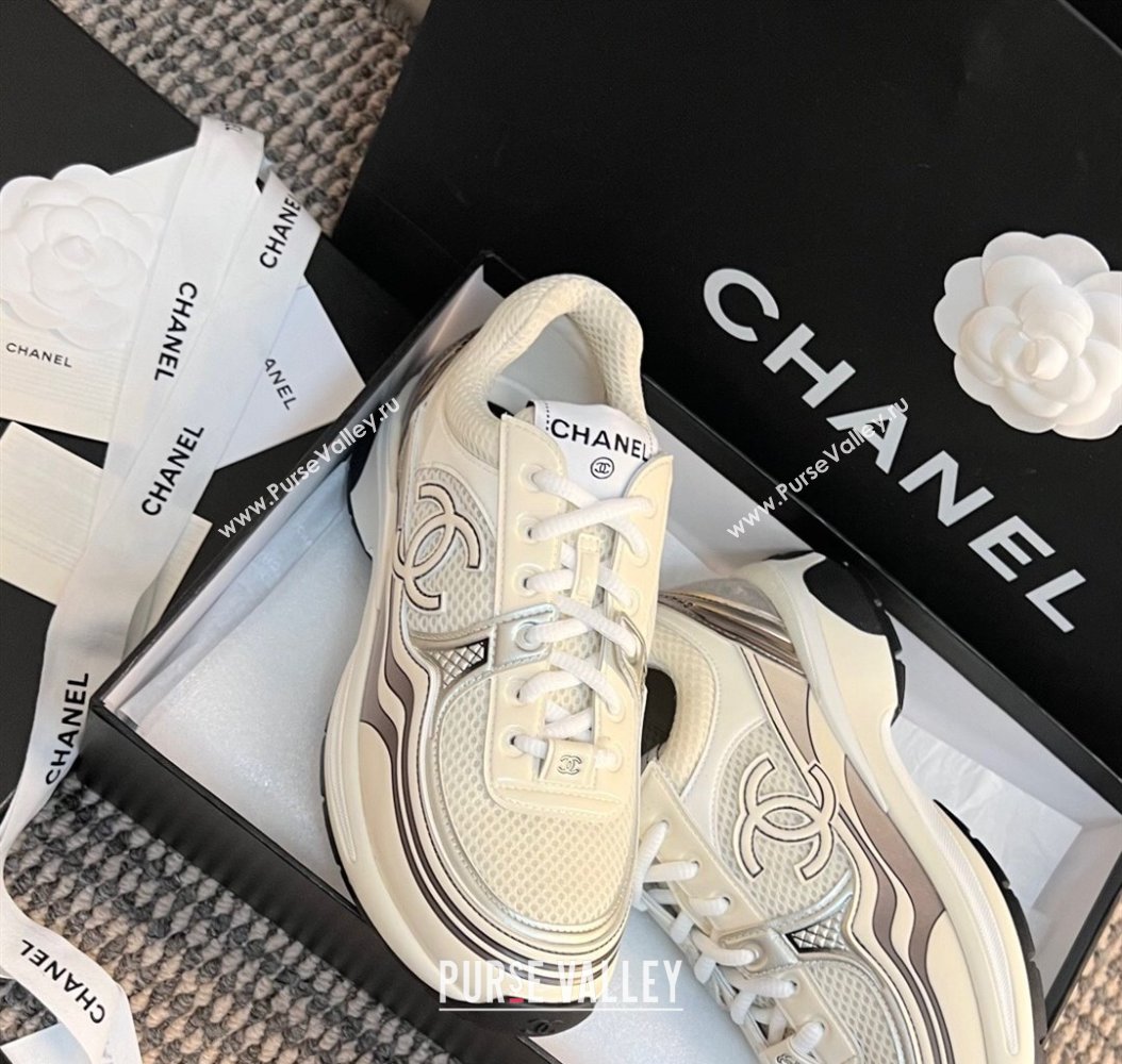 Chanel Mesh Calfskin Sneakers G39792 White2 2024 (KL-241120121)