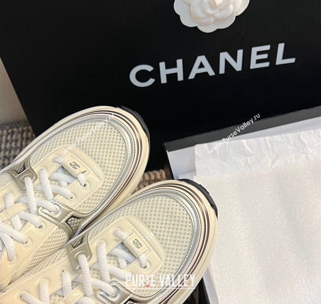 Chanel Mesh Calfskin Sneakers G39792 White2 2024 (KL-241120121)