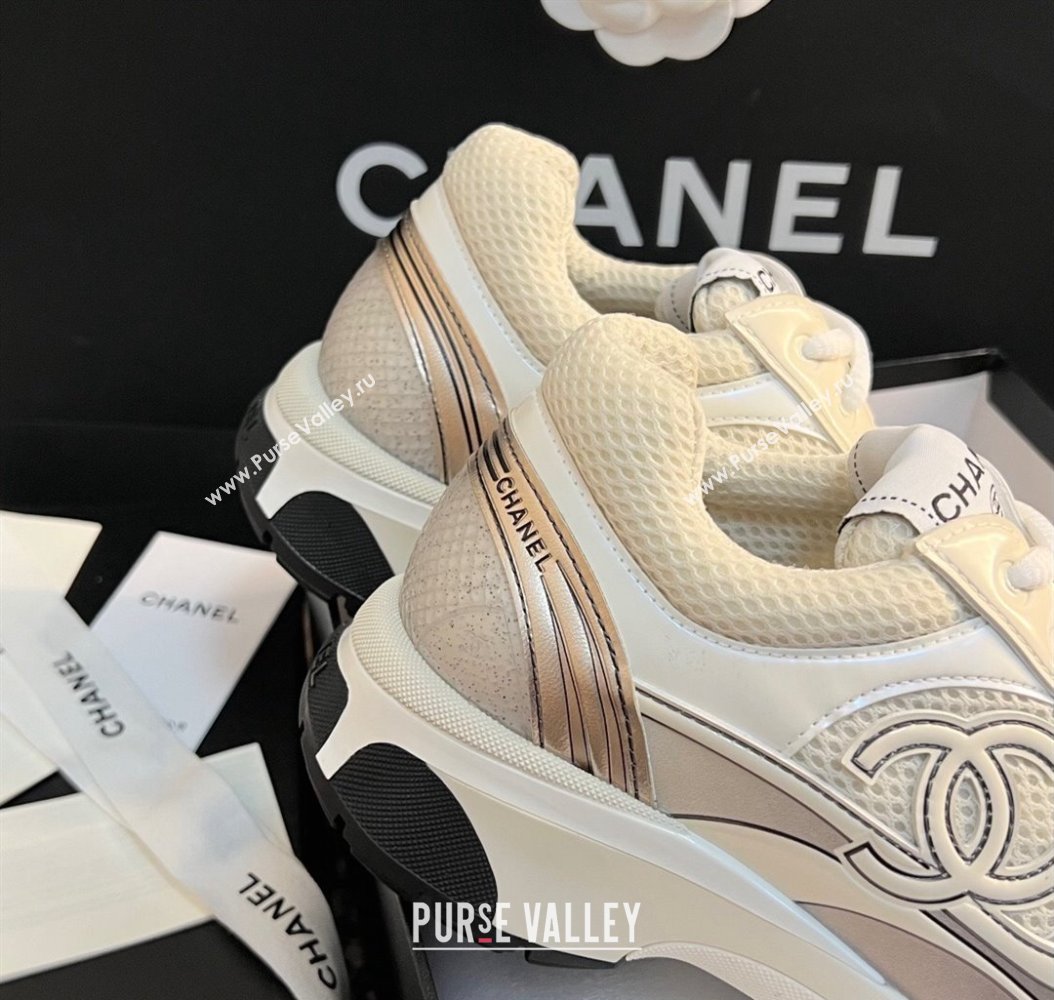 Chanel Mesh Calfskin Sneakers G39792 White2 2024 (KL-241120121)