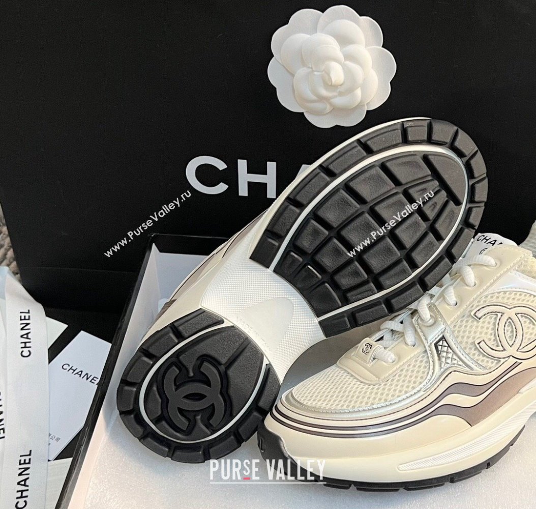 Chanel Mesh Calfskin Sneakers G39792 White2 2024 (KL-241120121)