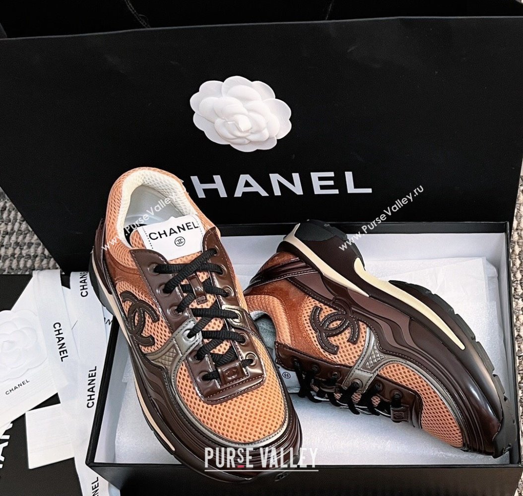 Chanel Mesh Calfskin Sneakers G39792 Orange 2024 (KL-241120122)