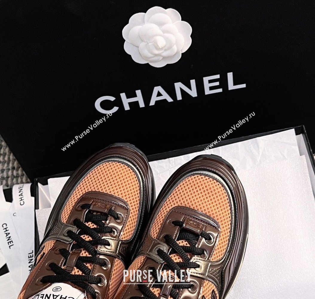 Chanel Mesh Calfskin Sneakers G39792 Orange 2024 (KL-241120122)