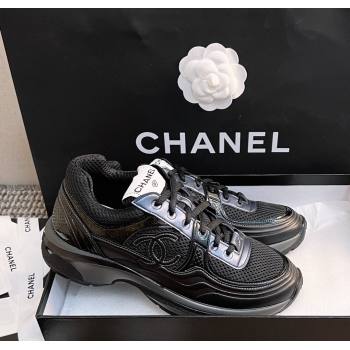 Chanel Mesh Calfskin Sneakers G39792 Black/Blue 2024 (KL-241120123)