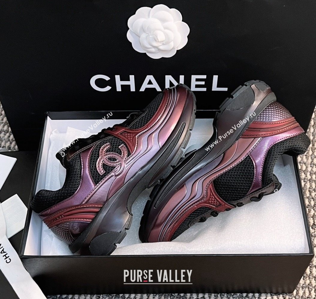 Chanel Mesh Calfskin Sneakers G39792 Purple 2024 (KL-241120125)