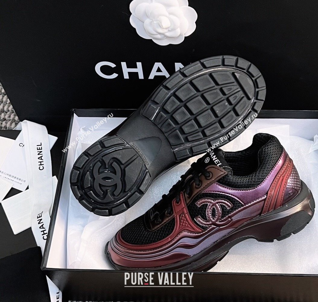 Chanel Mesh Calfskin Sneakers G39792 Purple 2024 (KL-241120125)