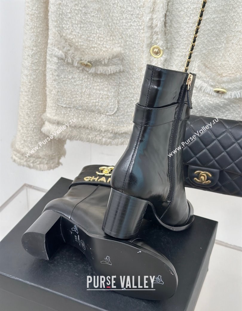 Chanel Calfskin Ankle Boots 8cm with CHANEL Strap Black 2024 CH112114 (MD-241121090)