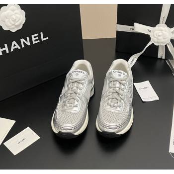 Chanel Mesh Calfskin Sneakers G39792 Silver/Grey 2024 (KL-241120128)