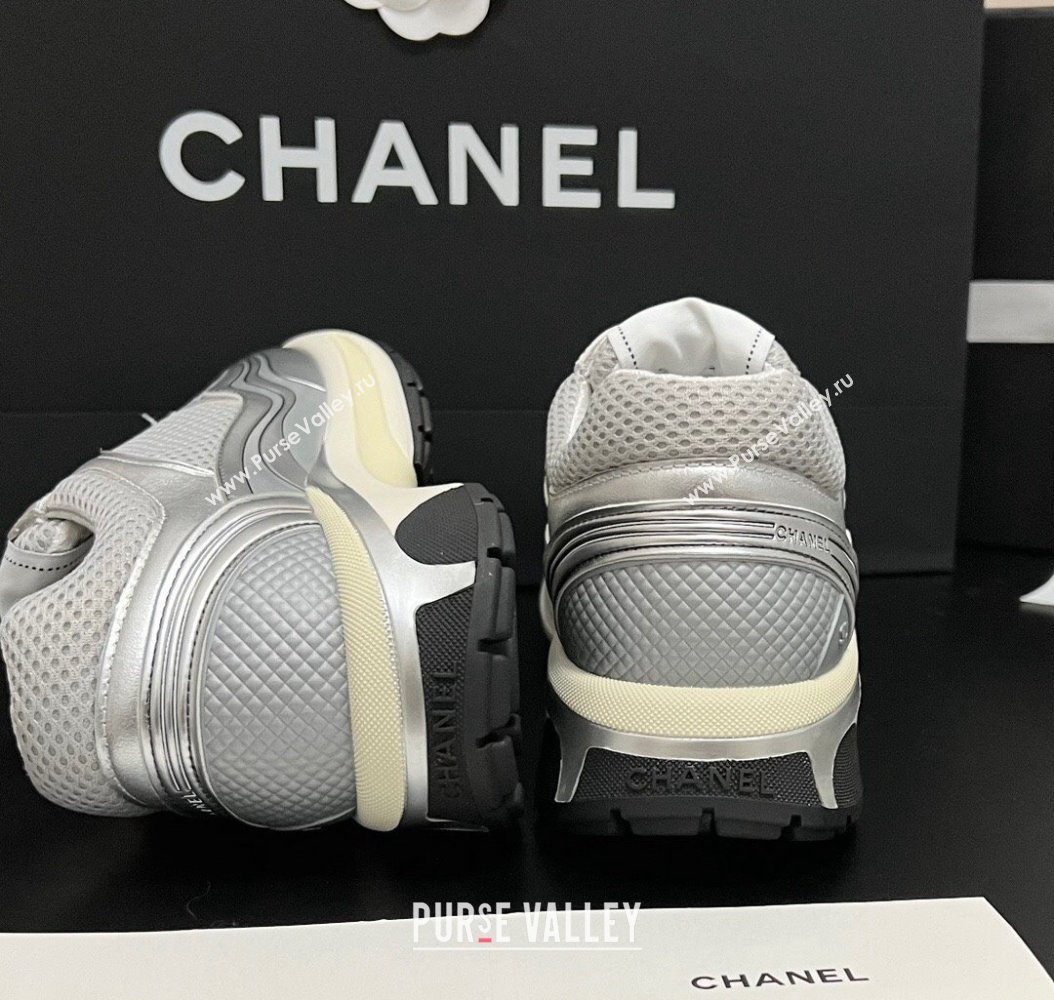 Chanel Mesh Calfskin Sneakers G39792 Silver/Grey 2024 (KL-241120128)