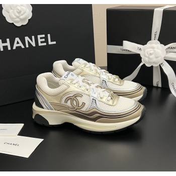 Chanel Mesh Calfskin Sneakers G39792 Gold-Tone 2024 (KL-241120129)