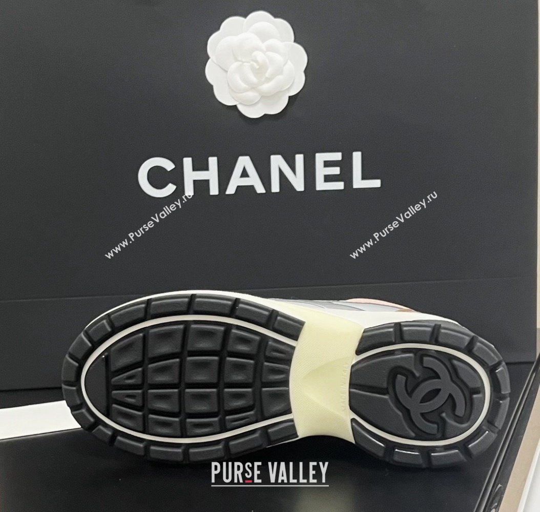 Chanel Mesh Calfskin Sneakers G39792 Silver/Pink 2024 (KL-241120130)