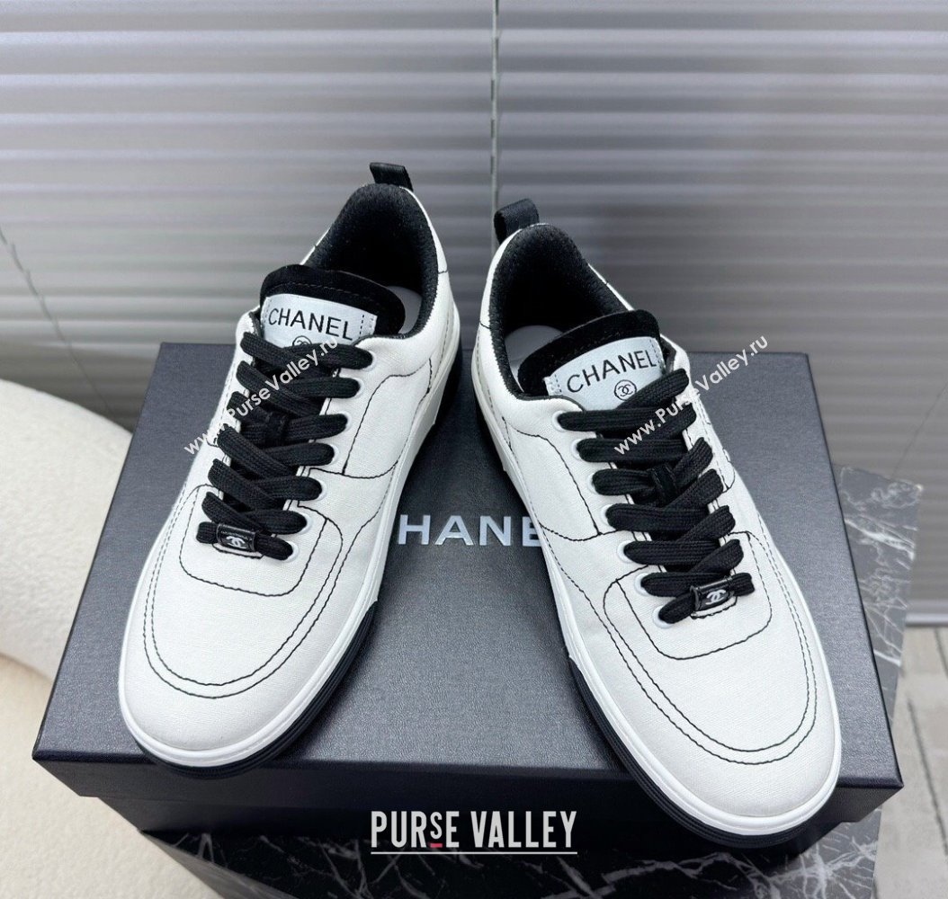 Chanel Cotton Sneakers White/Black2 2024 G46084 (MD-241120119)