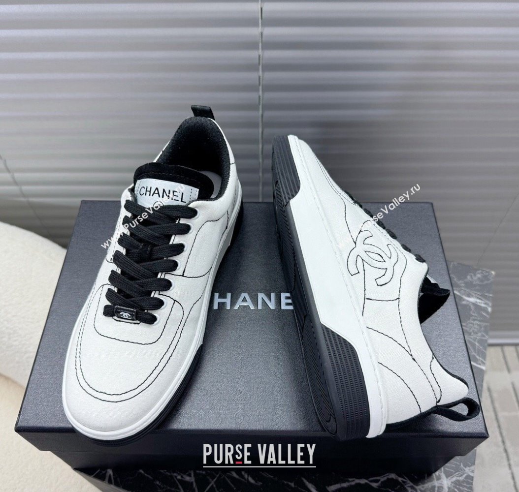 Chanel Cotton Sneakers White/Black2 2024 G46084 (MD-241120119)