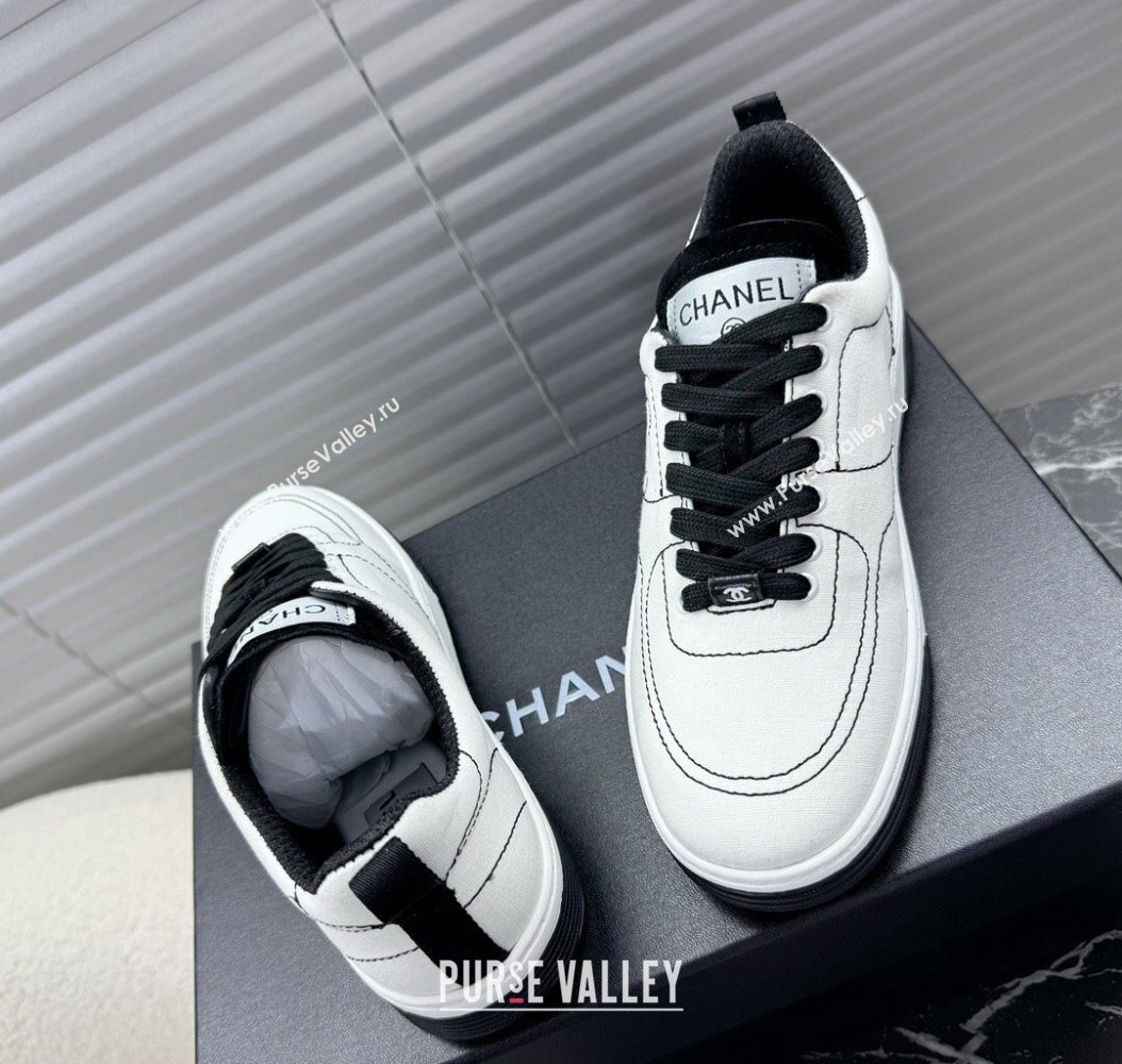 Chanel Cotton Sneakers White/Black2 2024 G46084 (MD-241120119)