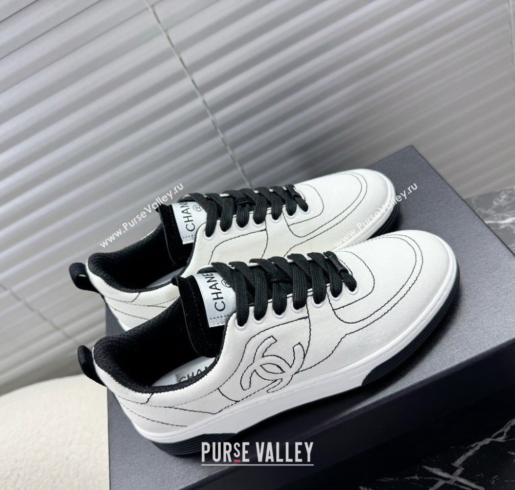 Chanel Cotton Sneakers White/Black2 2024 G46084 (MD-241120119)