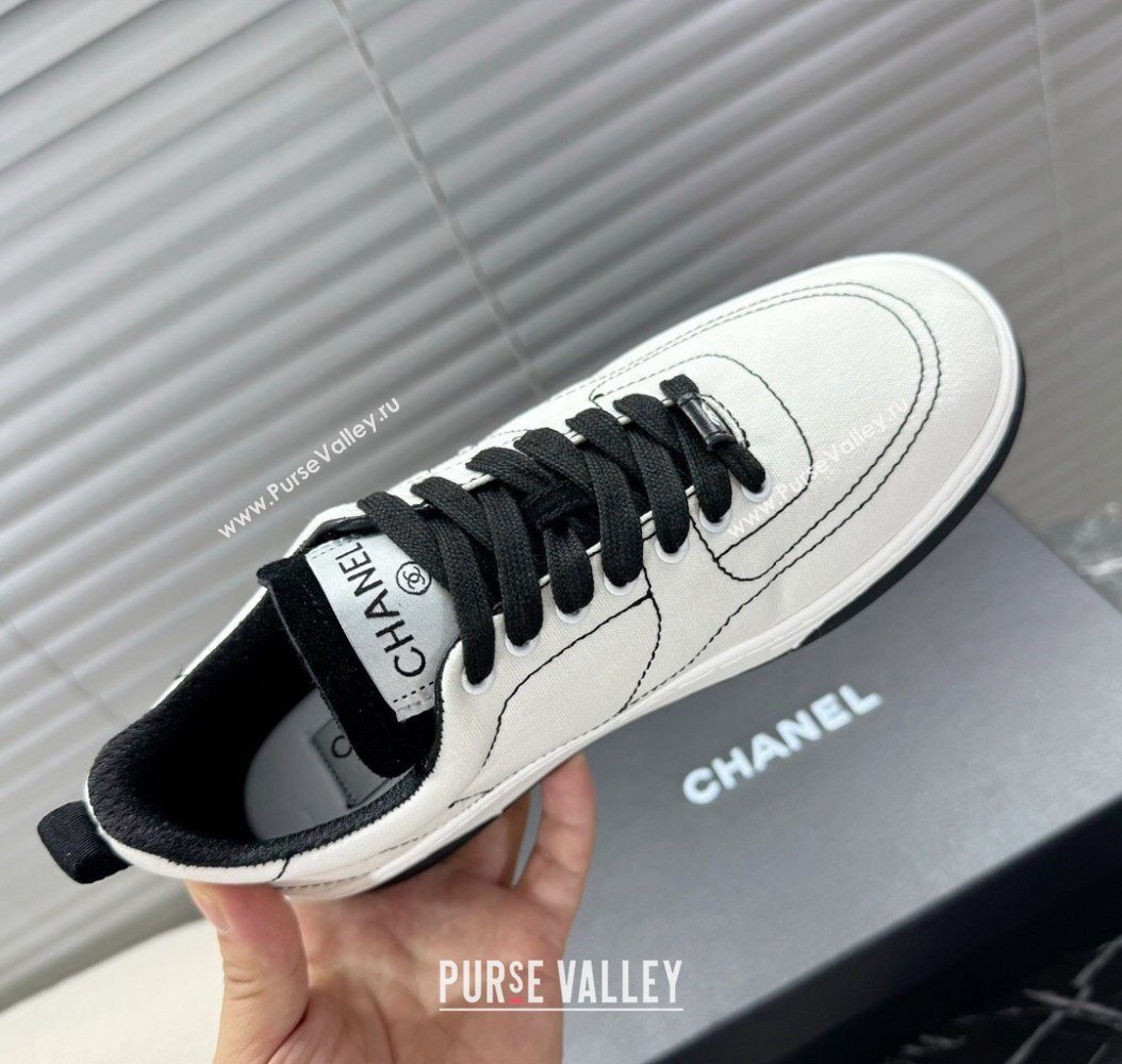 Chanel Cotton Sneakers White/Black2 2024 G46084 (MD-241120119)