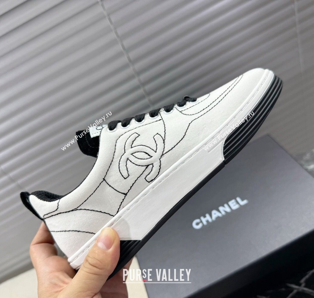 Chanel Cotton Sneakers White/Black2 2024 G46084 (MD-241120119)