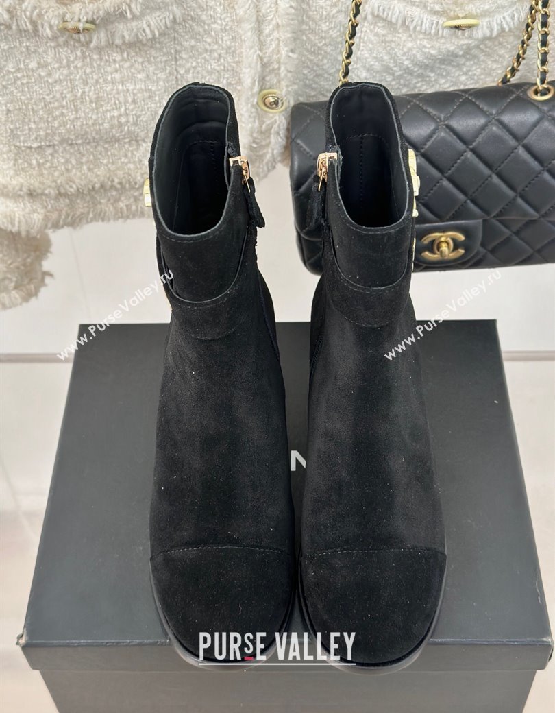 Chanel Suede Ankle Boots 8cm with CHANEL Strap Black 2024 CH112114 (MD-241121091)