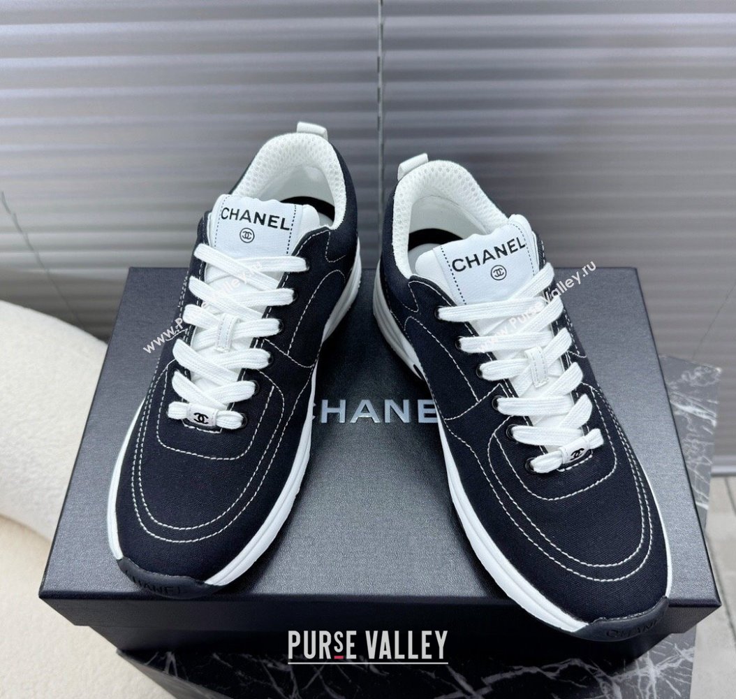 Chanel Cotton Sneakers White2/Black 2024 G46084 (MD-241120120)