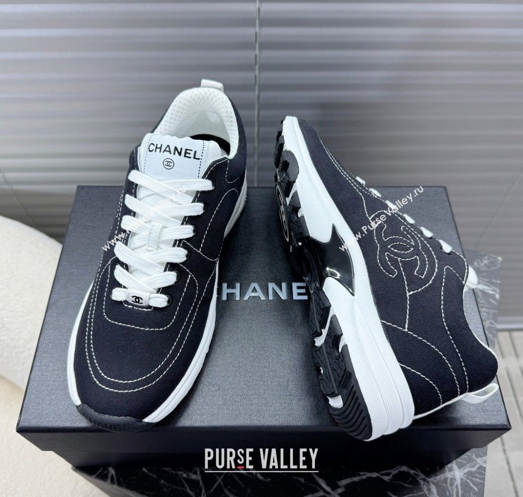 Chanel Cotton Sneakers White2/Black 2024 G46084 (MD-241120120)