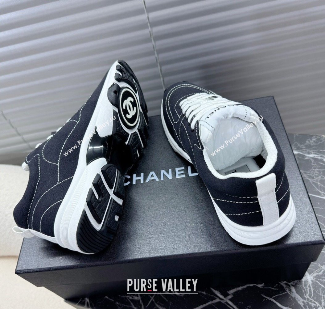 Chanel Cotton Sneakers White2/Black 2024 G46084 (MD-241120120)