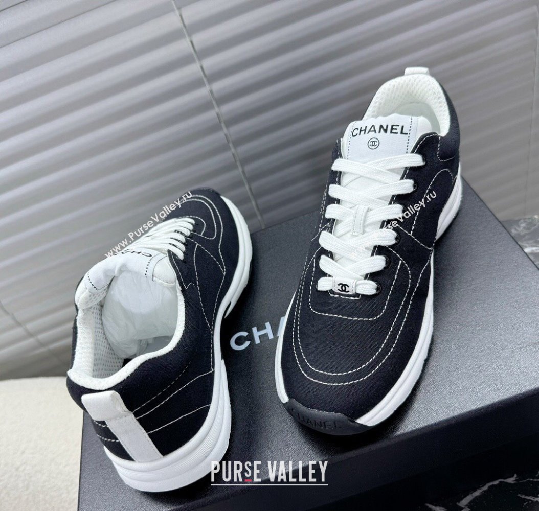 Chanel Cotton Sneakers White2/Black 2024 G46084 (MD-241120120)